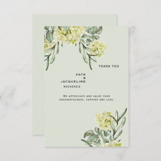 Elegant Hydrangea Mint Wedding Danke Monogram (Vorne/Hinten)