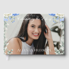 Elegant Hydrangea Photo Funeral Sign In Book Gästebuch