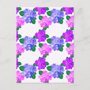 Elegant Hydrangea Pink Purple Flowers Bouquet Feiertagspostkarte