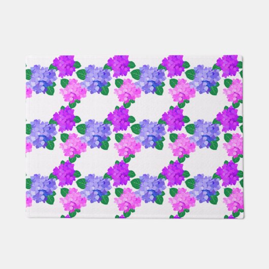 Elegant Hydrangea Pink Purple Flowers Bouquet Fußmatte (Vorderseite)