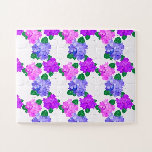 Elegant Hydrangea Pink Purple Flowers Bouquet Puzzle (Horizontal)