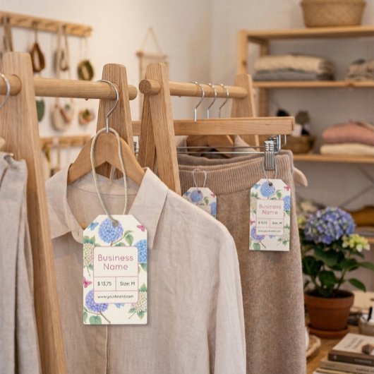 Elegant Hydrangea Price Tag mit QR Code Geschenkanhänger