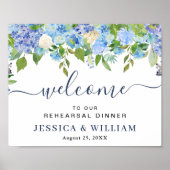 Elegant Hydrangea PROBE DINNER Begrüßungszeichen Poster (Vorne)