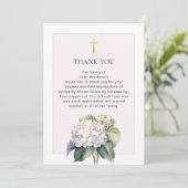 Elegant Hydrangea Religious Beerdigung Dankeschön  Einladung (Stehend Vorderseite)
