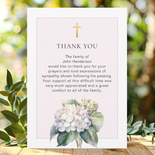 Elegant Hydrangea Religious Beerdigung Dankeschön Einladung