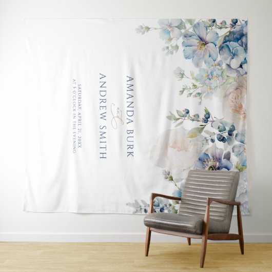 Elegant Hydrangea & Rose Hochzeitsband Wandteppich (Beispiel (Horizontal))