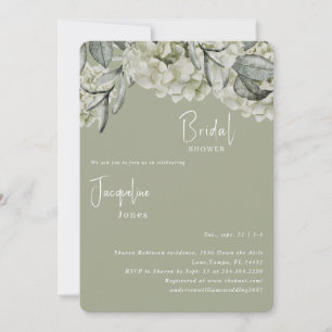 Elegant Hydrangea Rounded Sage Brautparty Einladung