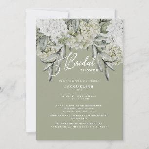 Elegant Hydrangea Sage Bridal Dusche Einladung