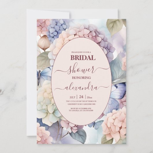 Elegant Hydrangea Wedding Einladung (Vorderseite)