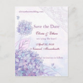 Elegant Hydrangea Wedding Save the Date Postcards Ankündigungspostkarte (Vorderseite)
