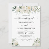 Elegant Hydrangea White Rose Floral Wedding Einladung (Vorderseite)