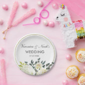 Elegant Hydrangea White Rose Wedding Blumenrahmen Pappteller (Party)