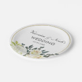 Elegant Hydrangea White Rose Wedding Blumenrahmen Pappteller (Schrägansicht)