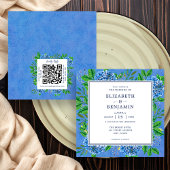 Elegant Hydrangeas Hochzeitsempfang mit QR-Code Einladung