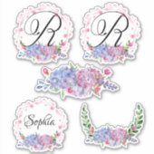 Elegant Hydrangeas | Kränze | Monogramm | Buchstab Aufkleber (Vorderseite)