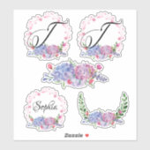 Elegant Hydrangeas | Kränze | Monogramm | Buchstab Aufkleber (Blatt)
