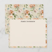 Elegant Hydrangeas Peonies Floral Pattern Frame Mitteilungskarte (Vorne/Hinten)