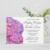 Elegant Hydrangeas rosa violette Blumen Hochzeit Einladung (Stehend Vorderseite)