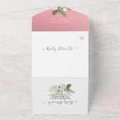 Elegant Hydrangeas String Lights Pink Wedding RSVP All In One Einladung (Außenbereich)