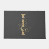 Elegant I Boho Floral Monogram Initial Gray Gold Fußmatte (Vorderseite)