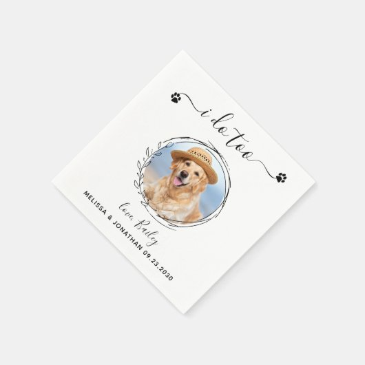 Elegant I do to Custom Pet Foto Hunde Hochzeit Serviette (Ecke)
