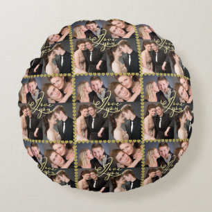 Elegant I Love You Gold Foto Collage Kalligrafie Rundes Kissen