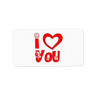 Elegant I Love You | Minimalist Rot Adressaufkleber