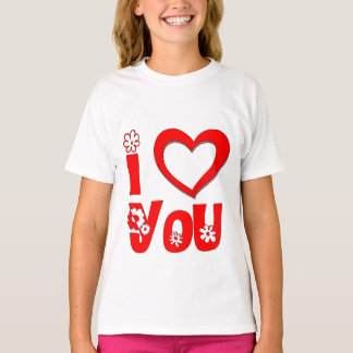 Elegant I Love You | Minimalist Rot Mädchen T-Shir T-Shirt