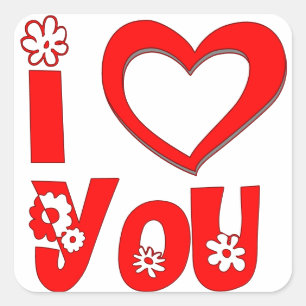 Elegant I Love You   Minimalist Rot  Quadratischer Aufkleber