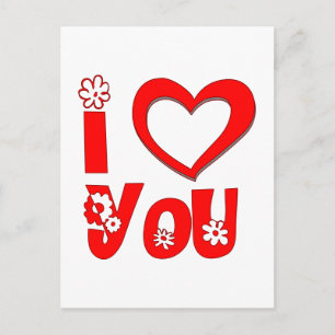 Elegant I Love You   Minimalistisch Rot  Feiertagspostkarte