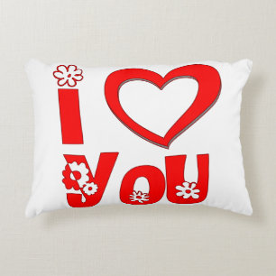 Elegant I Love You Zierkissen Minimalist Rot