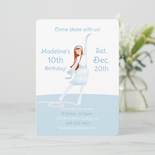 Elegant Ice Skating Party Invitation Einladung (Stehend Vorderseite)