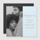 Elegant Icy Blue Foto Save the Date Magneteinladung (Vorne/Hinten)