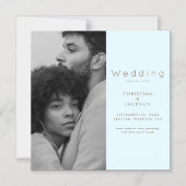 Elegant Icy Blue Foto Save the Date Magneteinladung (Vorderseite)