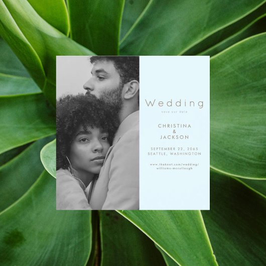 Elegant Icy Blue Foto Save the Date Magneteinladung