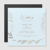 Elegant Icy Blue Wedding Save the Date Magneteinladung (Vorne/Hinten)