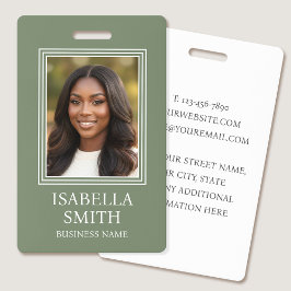 Elegant ID Badge Custom Photo Small Business Green Ausweis