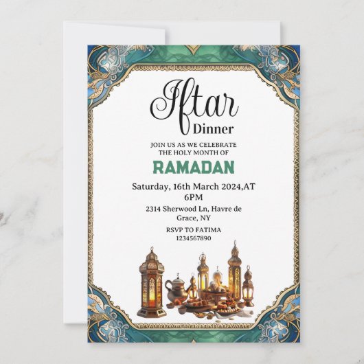 Elegant Iftar Dinner Party Ramadan 2025 Einladung (Vorderseite)