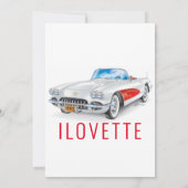 Elegant Ilovette Design Corvette C1 Ilustration Einladung (Rückseite)