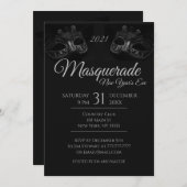 Elegant im Black Masquerade Party Einladung (Vorne/Hinten)