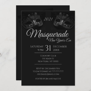 Elegant im Black Masquerade Party Einladung