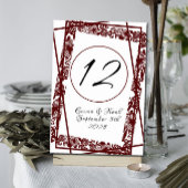 Elegant im Freien Maroon Burgandy Tischnummer