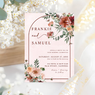 Elegant im Herbst Rosa Töne Hochzeit Einladung