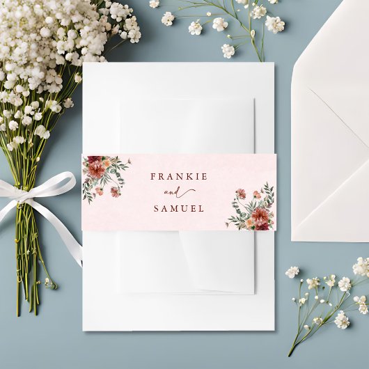 Elegant im Herbst Rosa Töne Hochzeit Einladungsbanderole