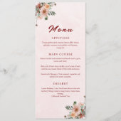 Elegant im Herbst Rosa Töne Hochzeit Menükarte (Vorderseite)