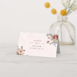 Elegant im Herbst Rosa Töne Hochzeit Platzkarte