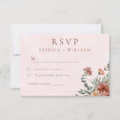 Elegant im Herbst Rosa Töne Hochzeit RSVP Karte (Vorderseite)