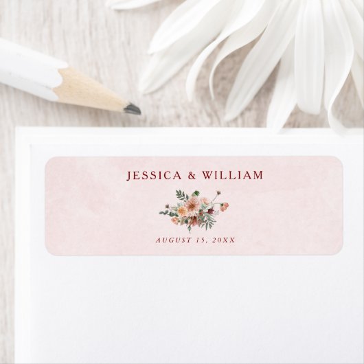 Elegant im Herbst Rosa Tone Hochzeit Rücksendeadre (Insitu)
