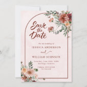 Elegant im Herbst Rosa Töne Hochzeit Save The Date (Vorderseite)