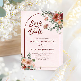 Elegant im Herbst Rosa Töne Hochzeit Save The Date